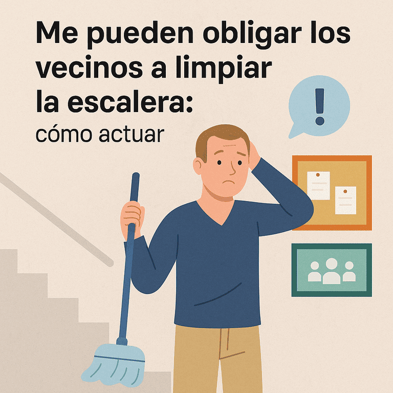 me pueden obligar los vecinos a limpiar la escalera, aparece un señor con una fregona