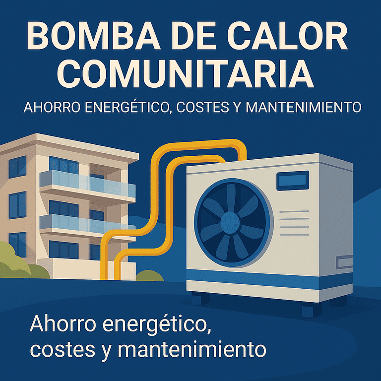 bomba de calor comunitaria y aparece un edificio